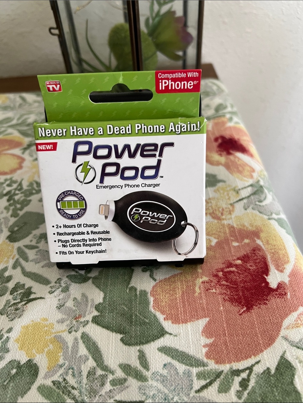 Ontel Power Pod Emergency Phone Charger Keychain - Black -